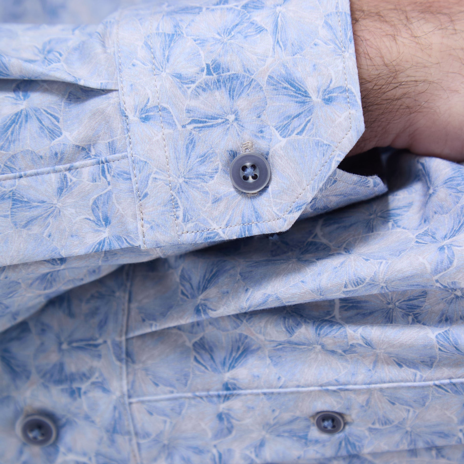 Bugatchi James Floral OoohCotton® Shirt Cobalt