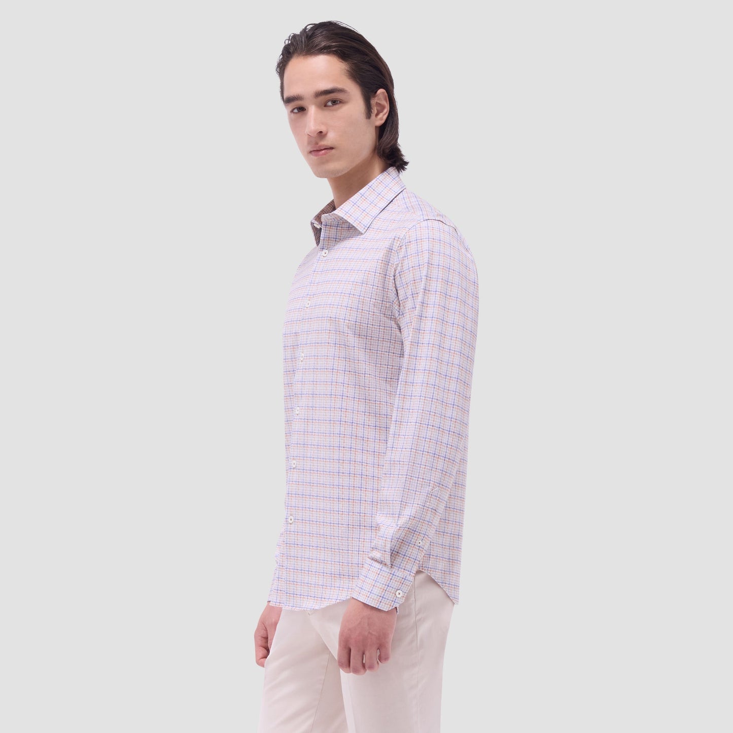 Bugatchi James Plaid Check OoohCotton® Shirt Jaffa