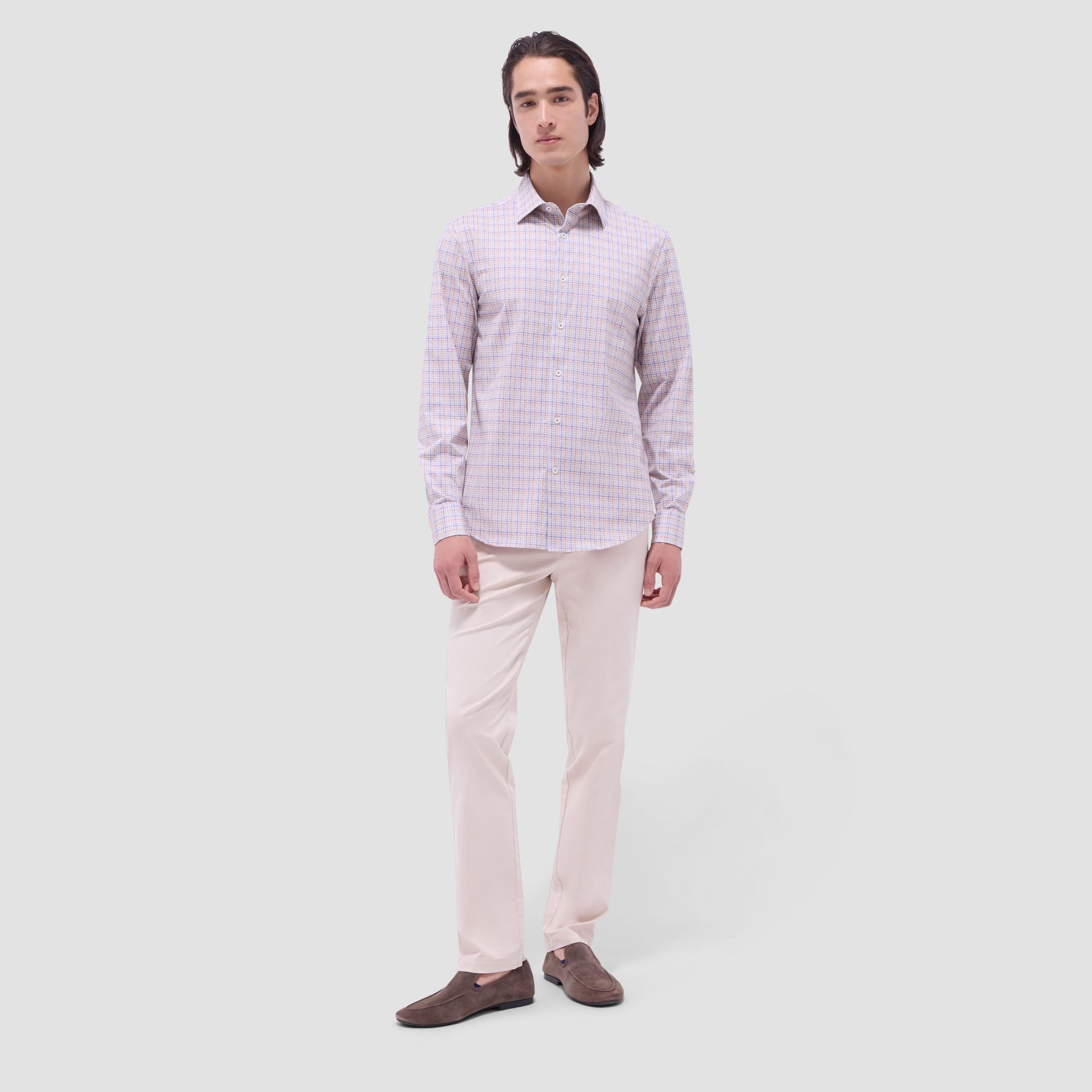 Bugatchi James Plaid Check OoohCotton® Shirt Jaffa