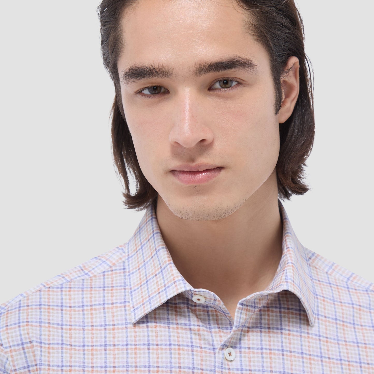 Bugatchi James Plaid Check OoohCotton® Shirt Jaffa