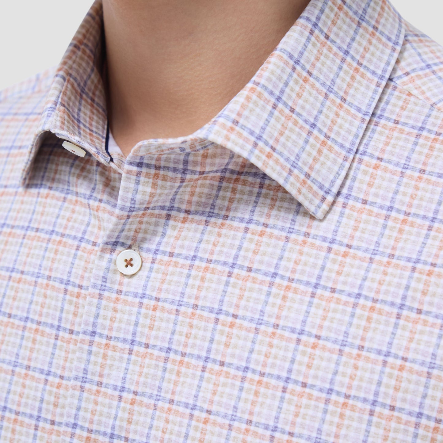 Bugatchi James Plaid Check OoohCotton® Shirt Jaffa