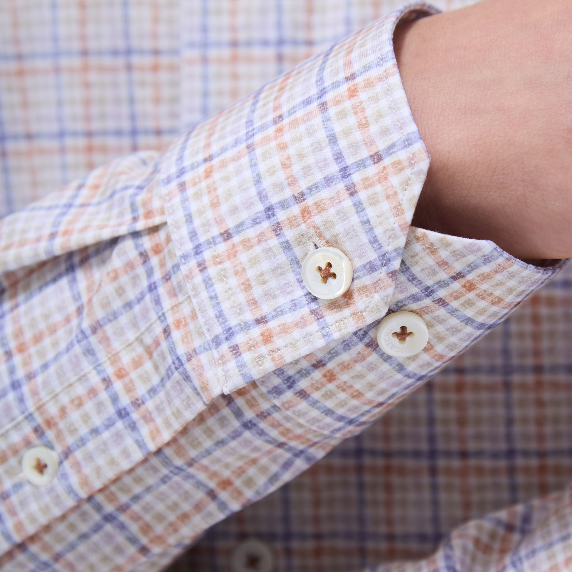 Bugatchi James Plaid Check OoohCotton® Shirt Jaffa