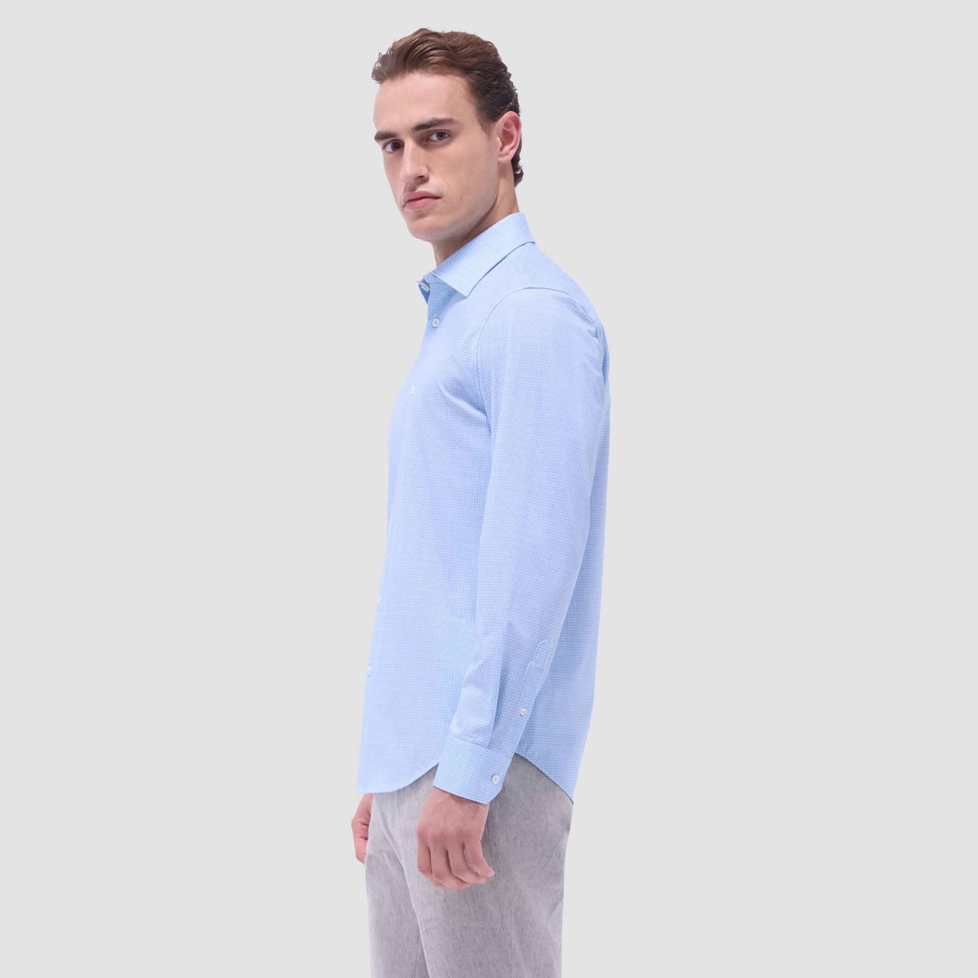 Bugatchi James Mini Check OoohCotton® Shirt Ice
