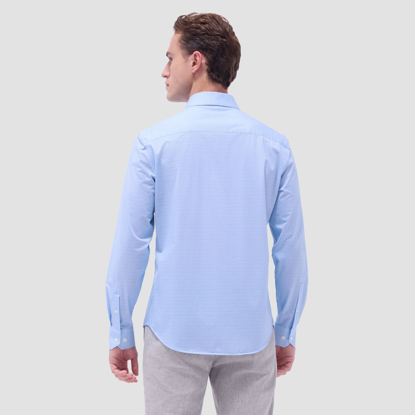 Bugatchi James Mini Check OoohCotton® Shirt Ice