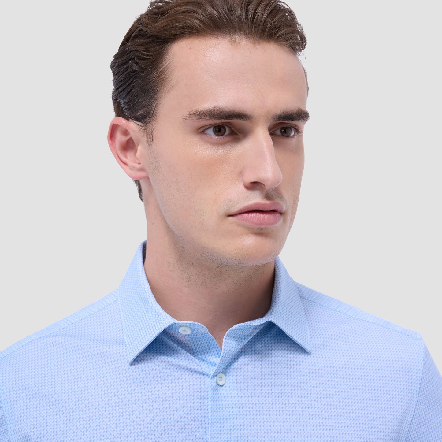 Bugatchi James Mini Check OoohCotton® Shirt Ice
