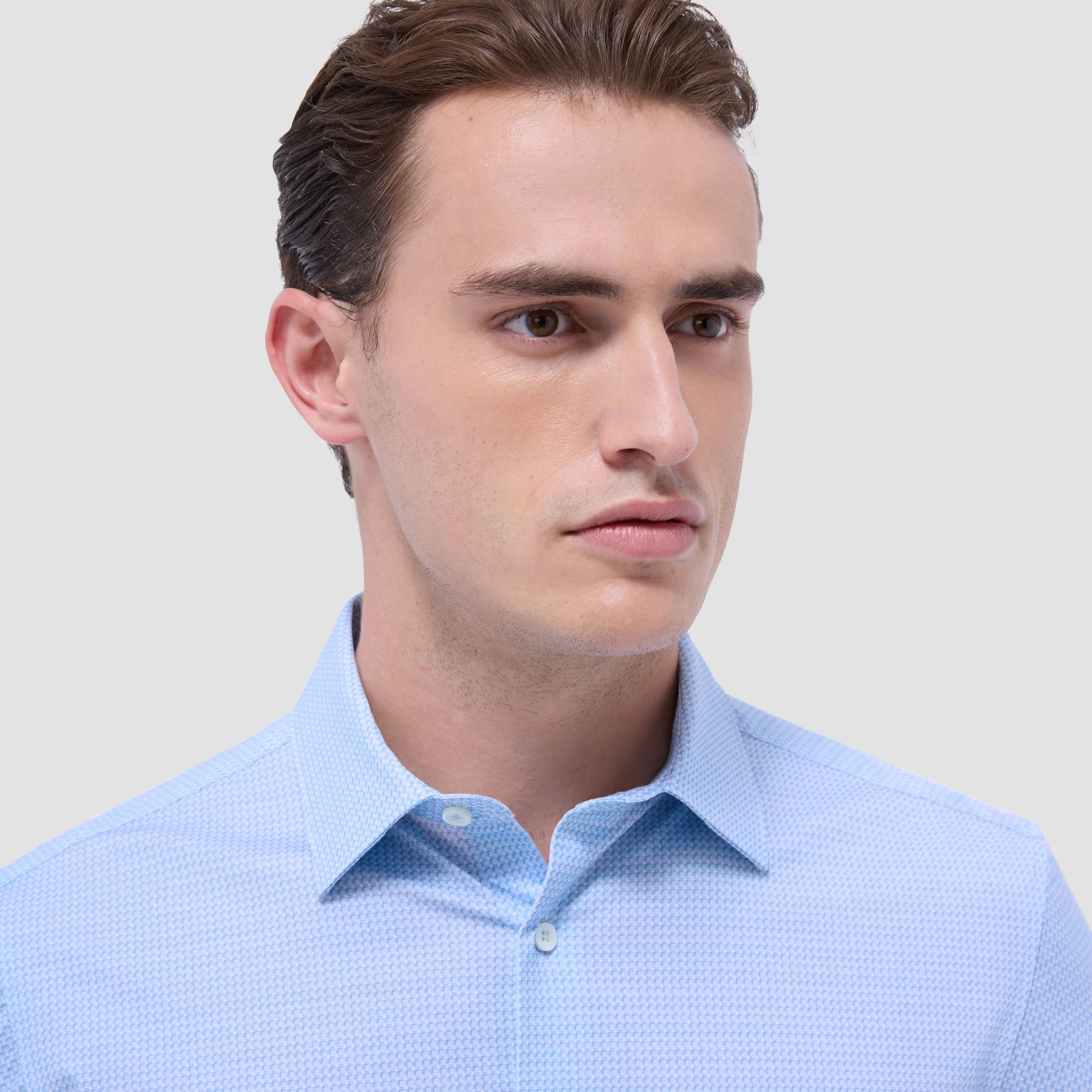 Bugatchi James Mini Check OoohCotton® Shirt Ice