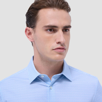 Bugatchi James Mini Check OoohCotton® Shirt Ice