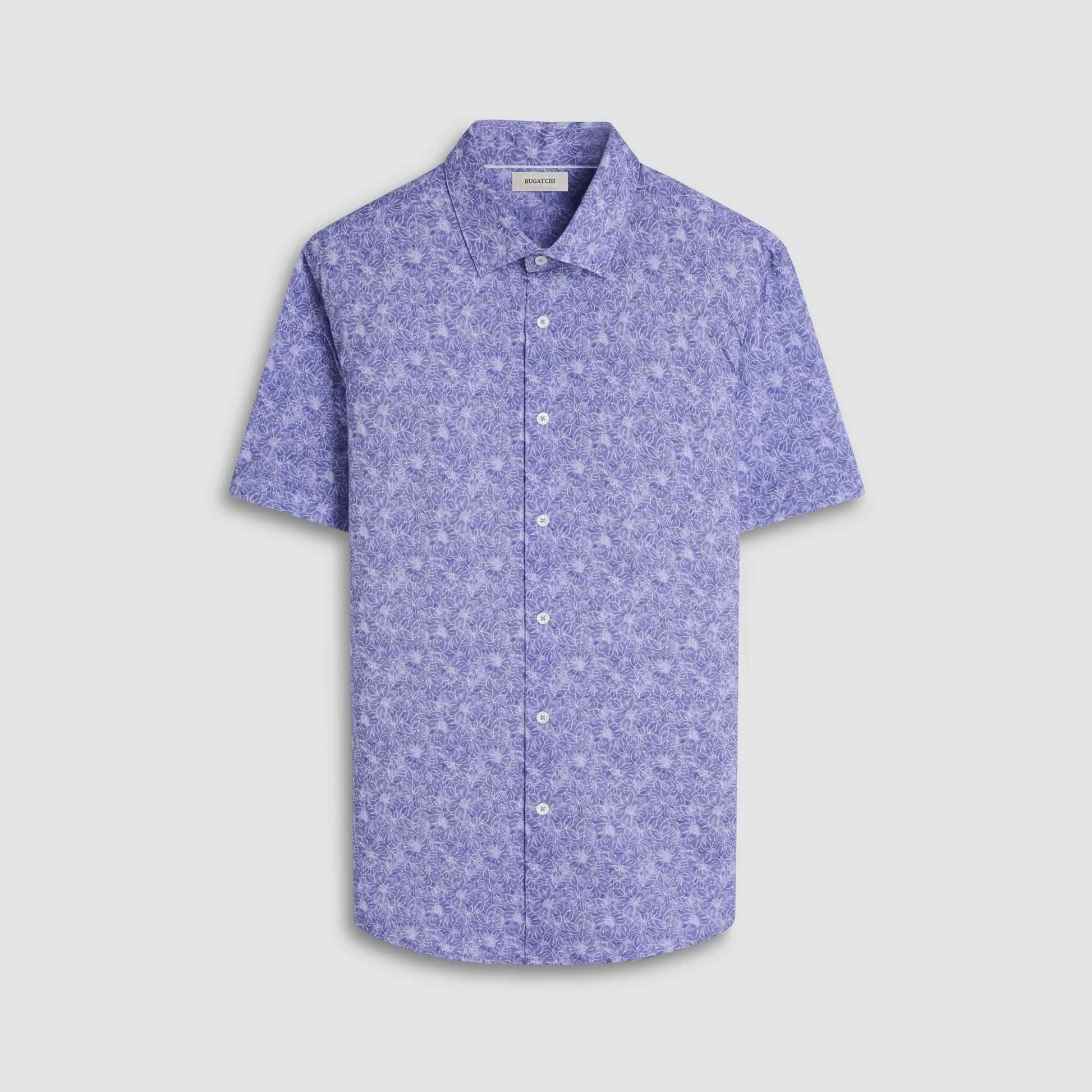 Bugatchi Miles Floral OoohCotton® Short-Sleeve Shirt Lilac