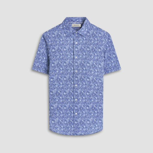 Bugatchi Miles Floral OoohCotton® Short-Sleeve Shirt Steel