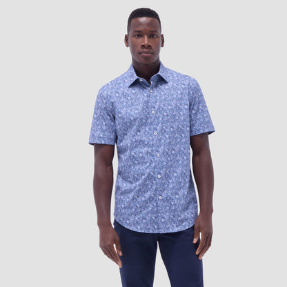 Bugatchi Miles Floral OoohCotton® Short-Sleeve Shirt Steel