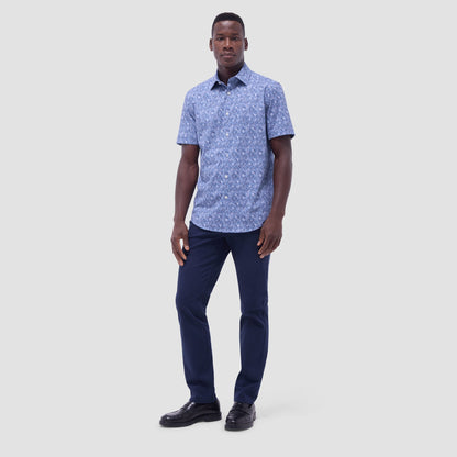 Bugatchi Miles Floral OoohCotton® Short-Sleeve Shirt Steel