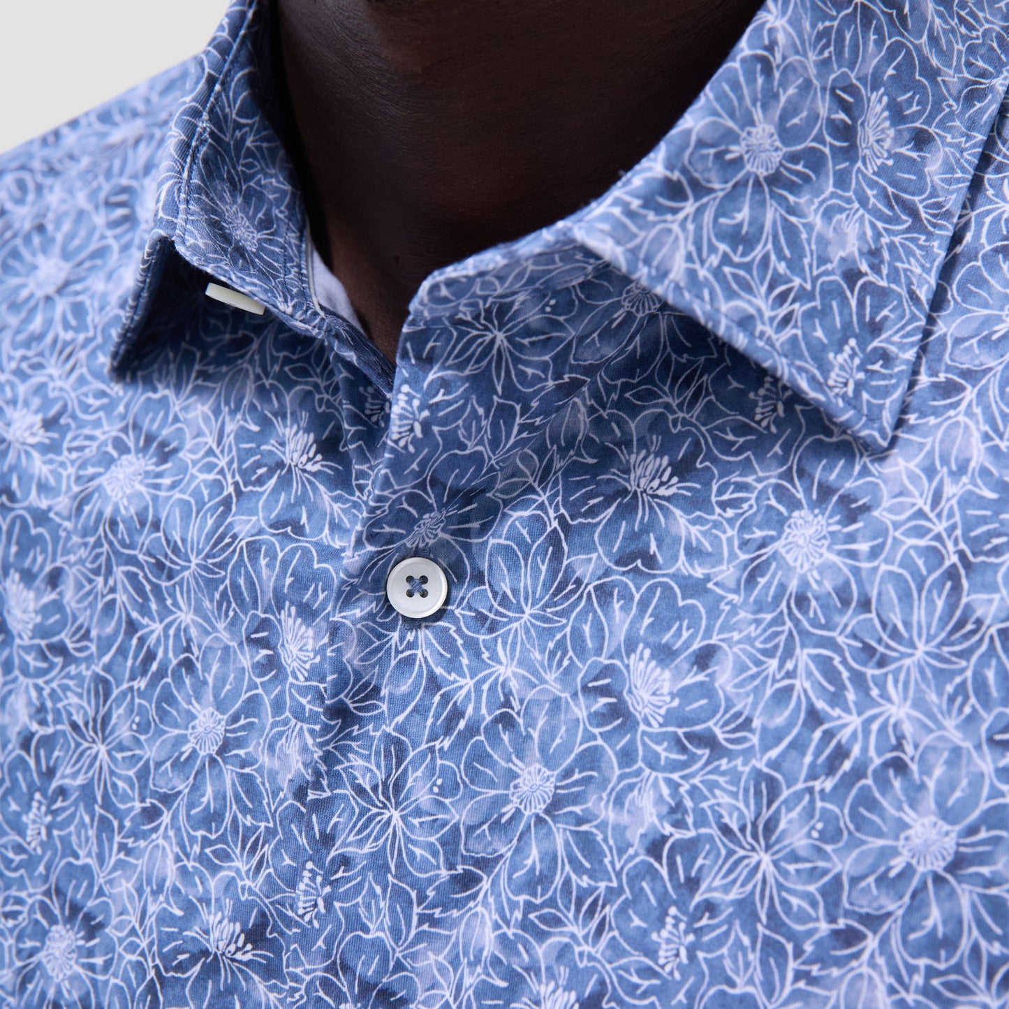 Bugatchi Miles Floral OoohCotton® Short-Sleeve Shirt Steel