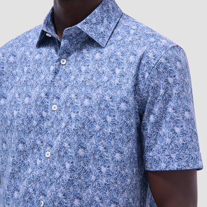 Bugatchi Miles Floral OoohCotton® Short-Sleeve Shirt Steel