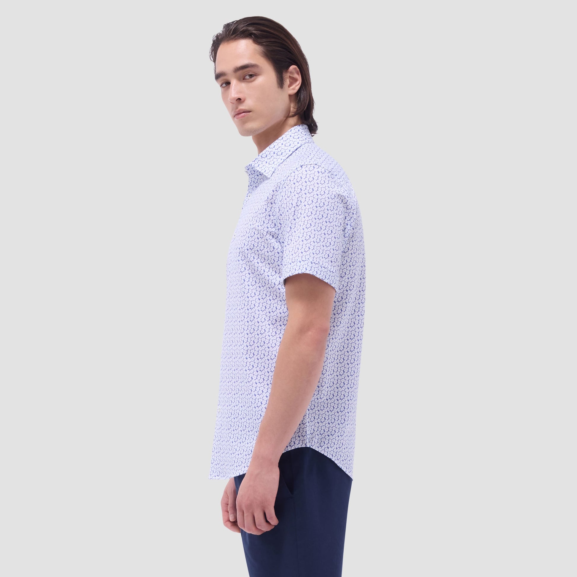 Bugatchi Miles Floral OoohCotton® Short-Sleeve Shirt Peacock