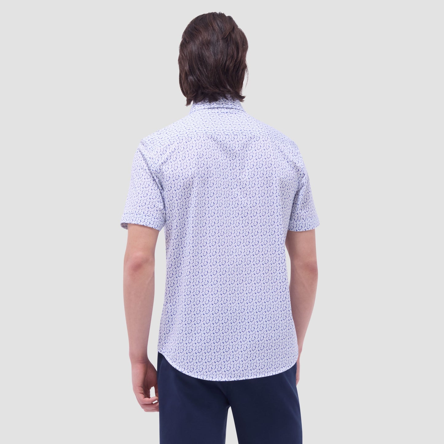 Bugatchi Miles Floral OoohCotton® Short-Sleeve Shirt Peacock
