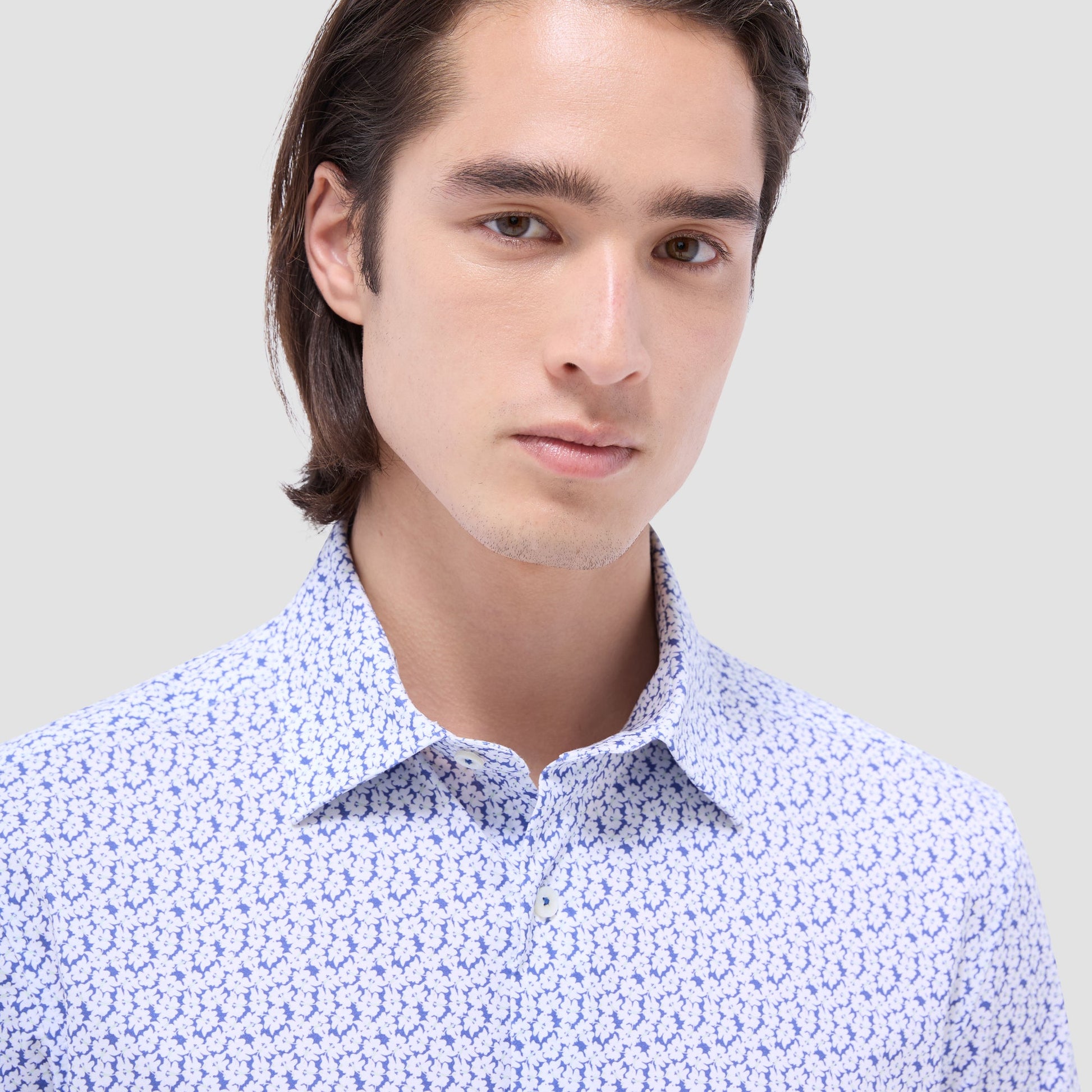 Bugatchi Miles Floral OoohCotton® Short-Sleeve Shirt Peacock