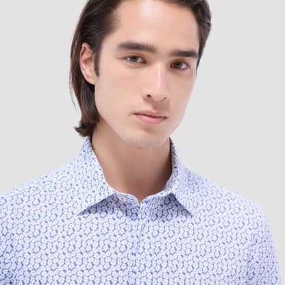 Bugatchi Miles Floral OoohCotton® Short-Sleeve Shirt Peacock