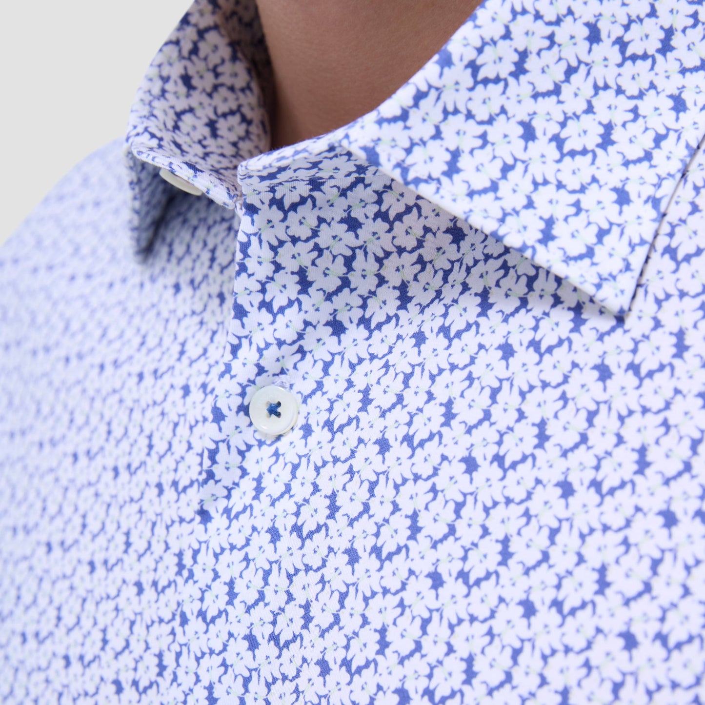 Bugatchi Miles Floral OoohCotton® Short-Sleeve Shirt Peacock