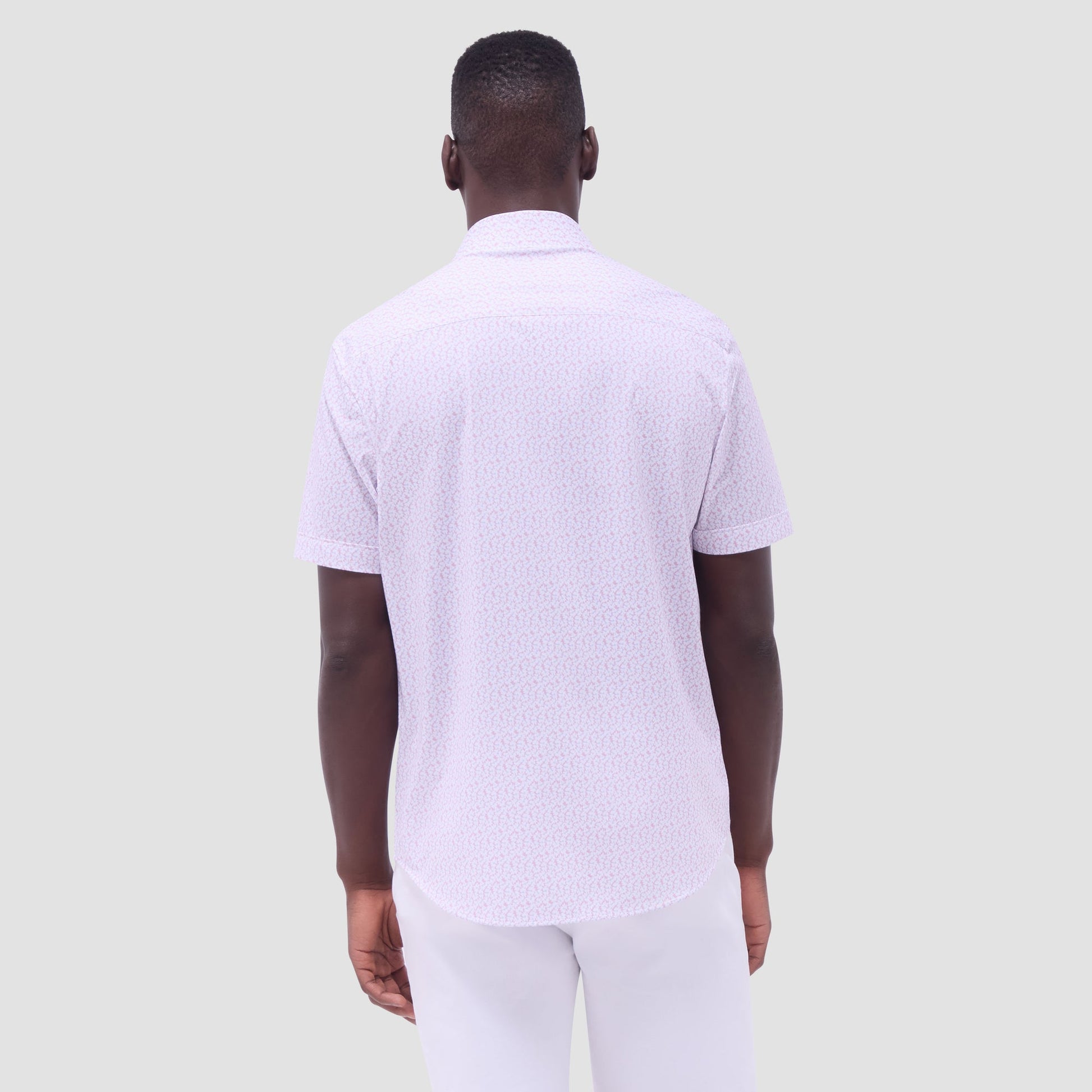 Bugatchi Miles Floral OoohCotton® Short-Sleeve Shirt Pink