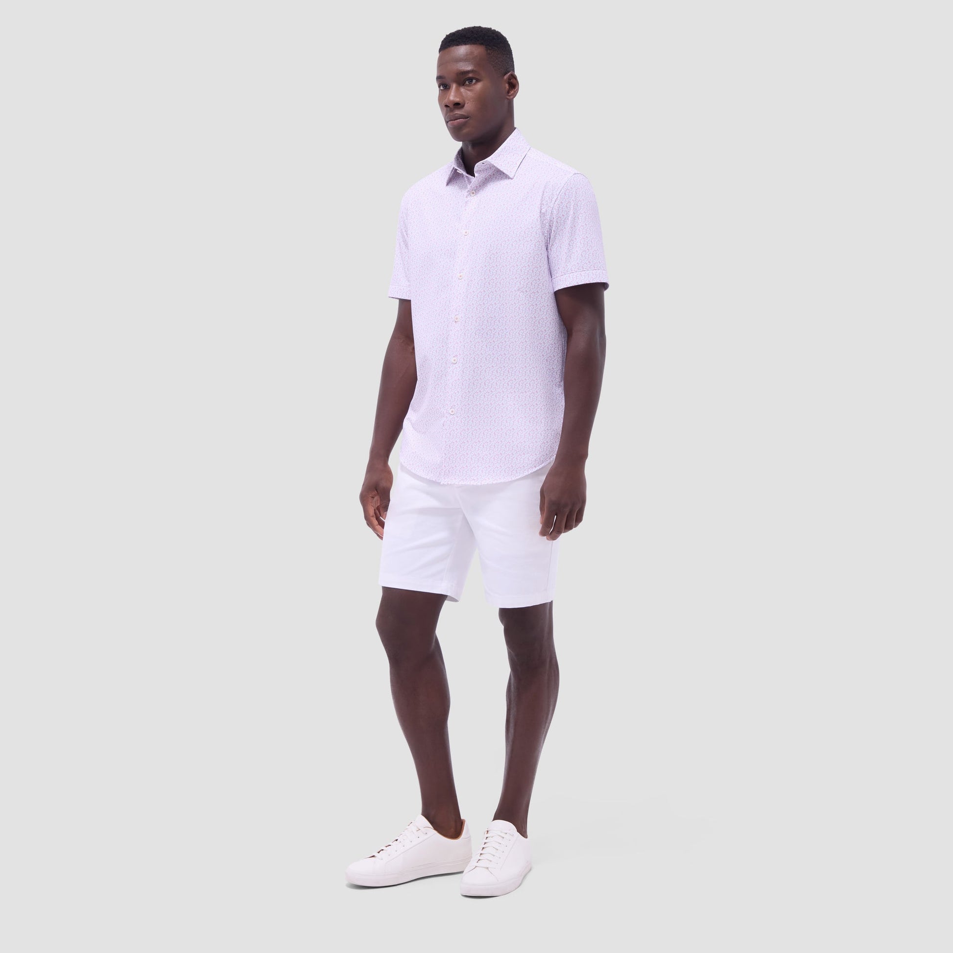 Bugatchi Miles Floral OoohCotton® Short-Sleeve Shirt Pink