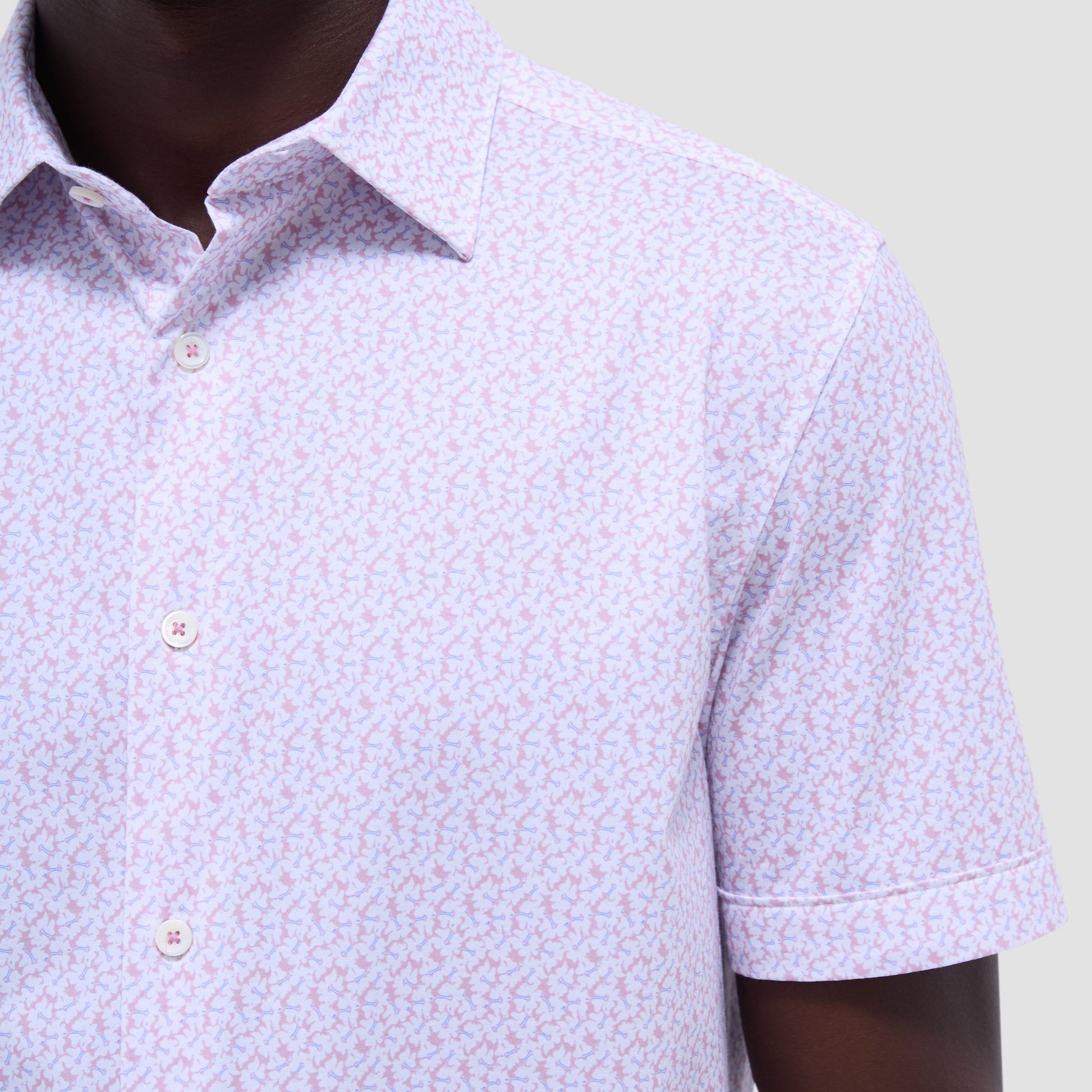 Bugatchi Miles Floral OoohCotton® Short-Sleeve Shirt Pink