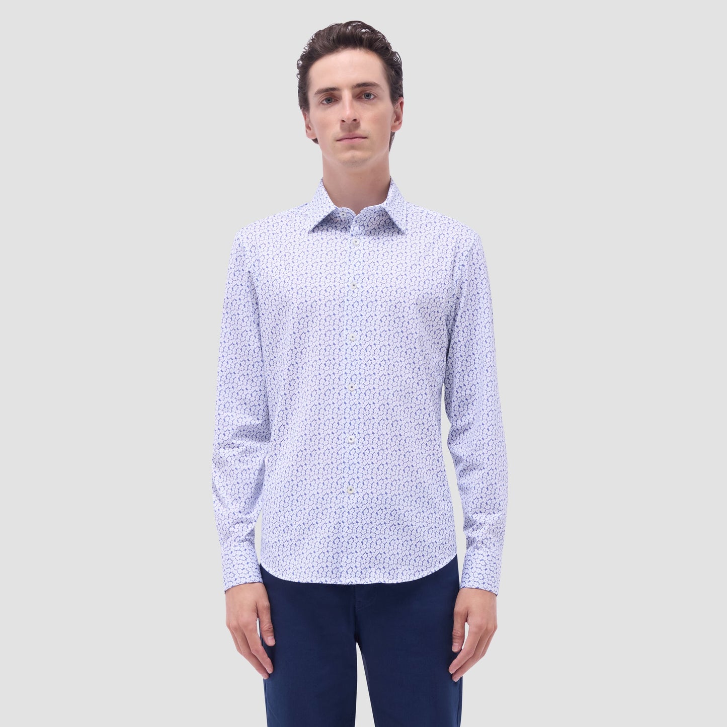 Bugatchi James Floral OoohCotton® Shirt Peacock