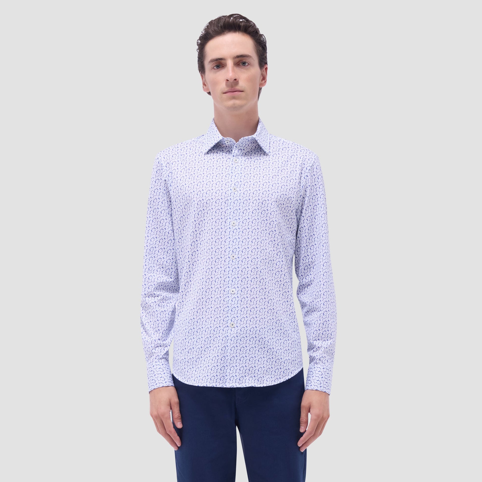 Bugatchi James Floral OoohCotton® Shirt Peacock