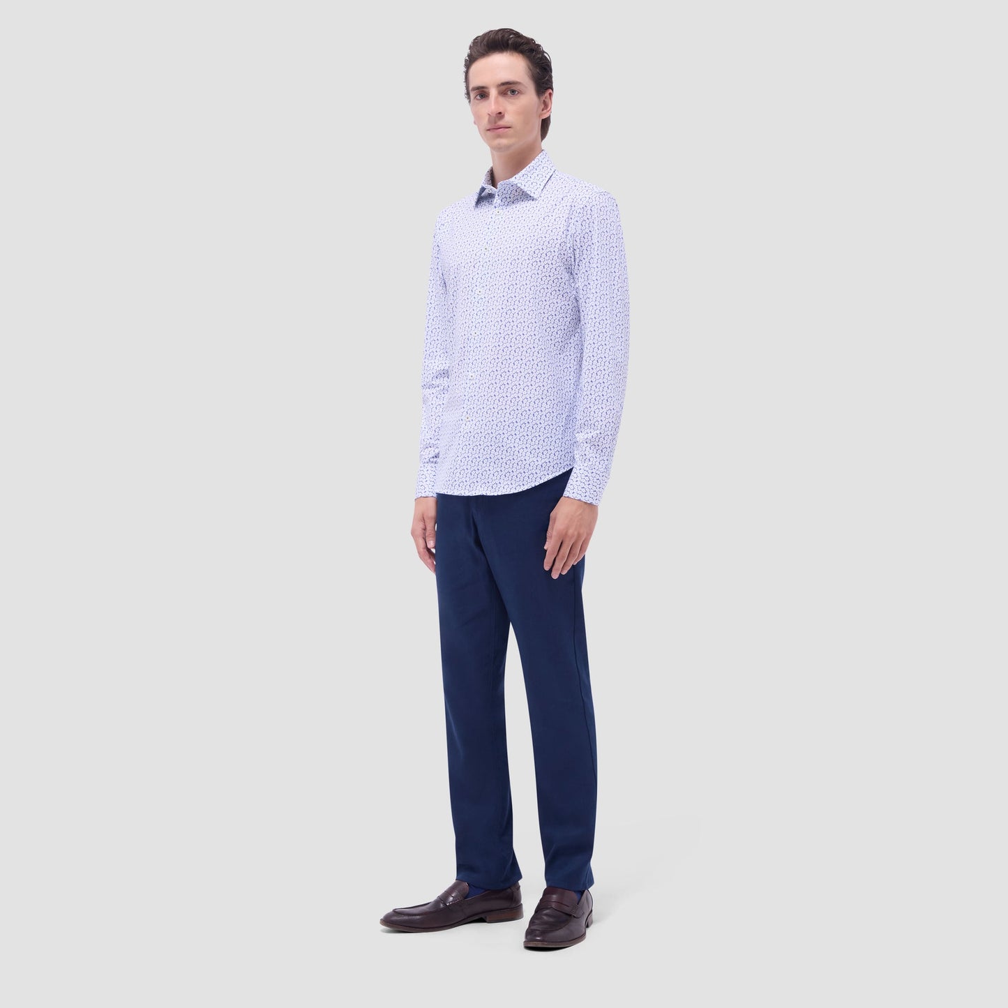 Bugatchi James Floral OoohCotton® Shirt Peacock