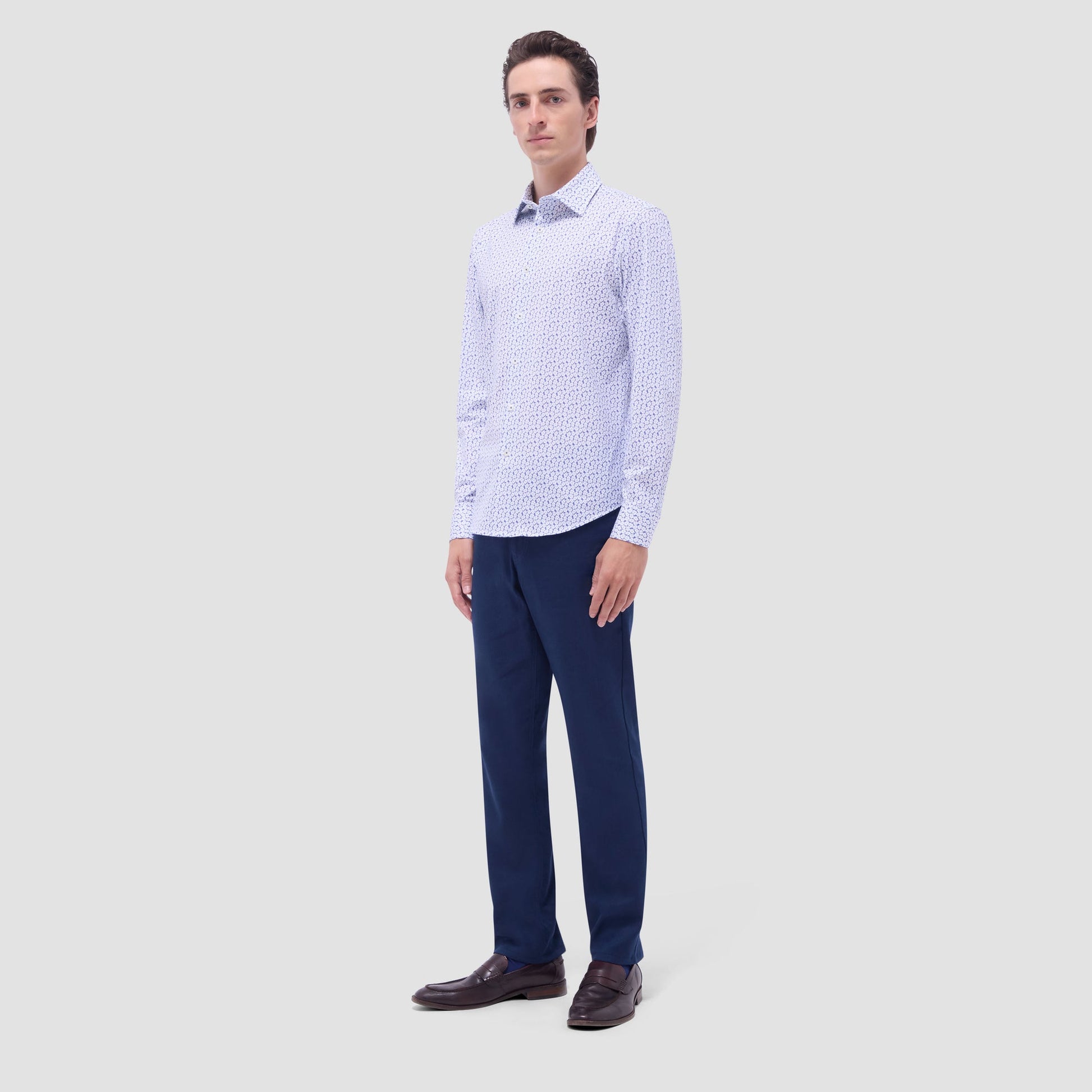 Bugatchi James Floral OoohCotton® Shirt Peacock