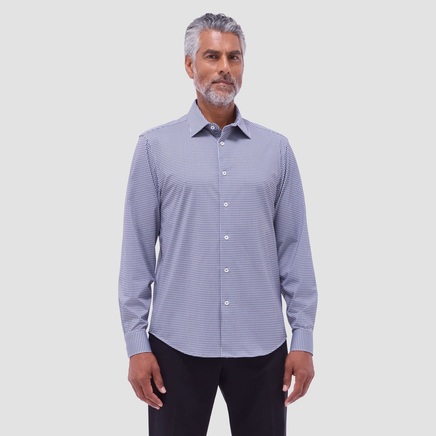 Bugatchi James Mini Check OoohCotton® Shirt Black