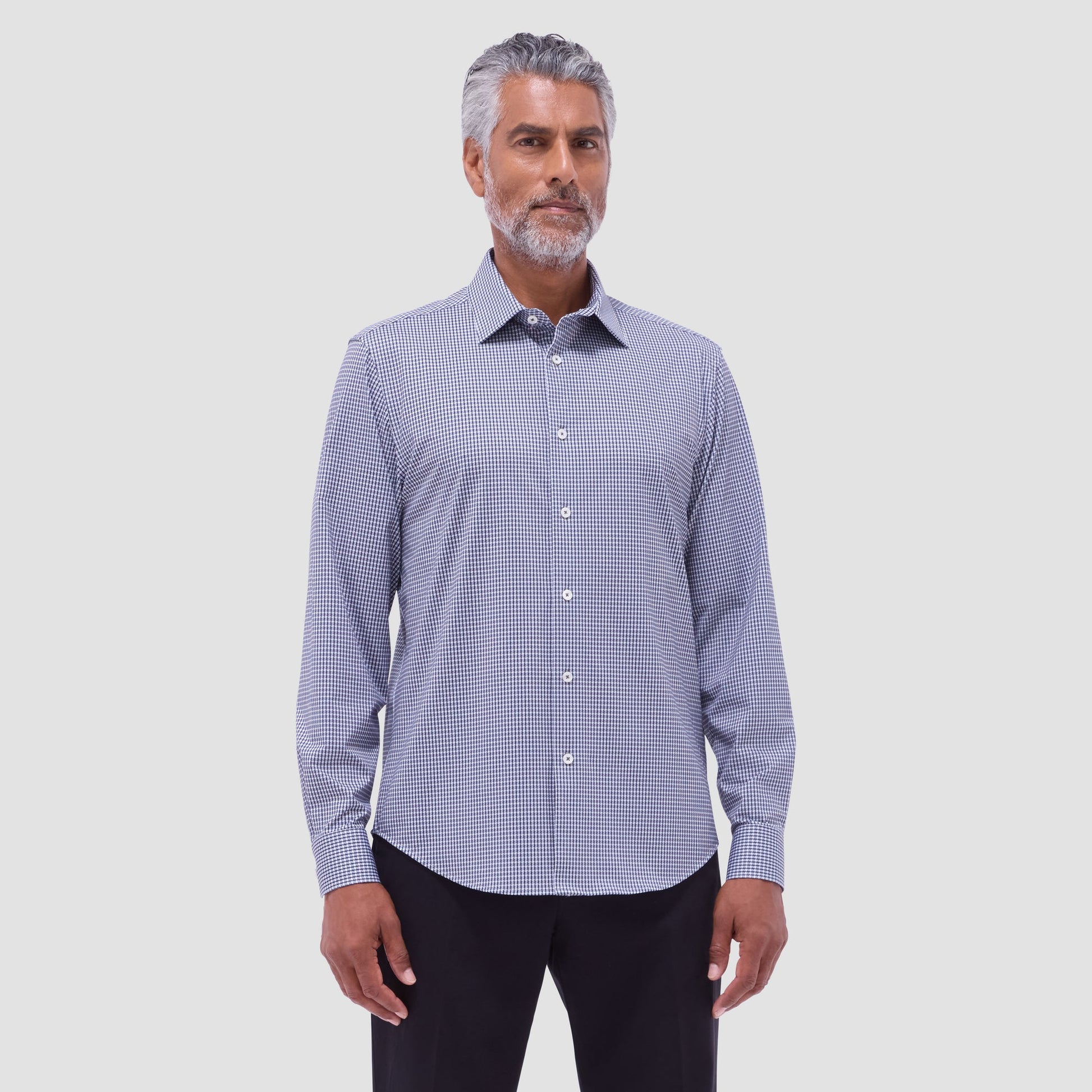 Bugatchi James Mini Check OoohCotton® Shirt Black