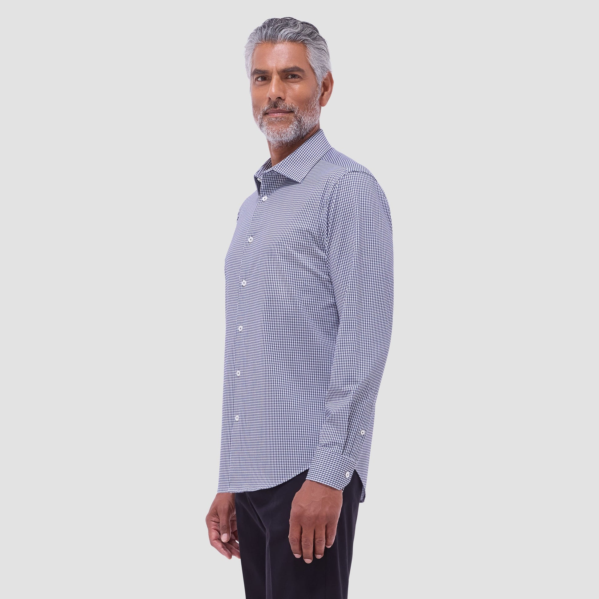 Bugatchi James Mini Check OoohCotton® Shirt Black