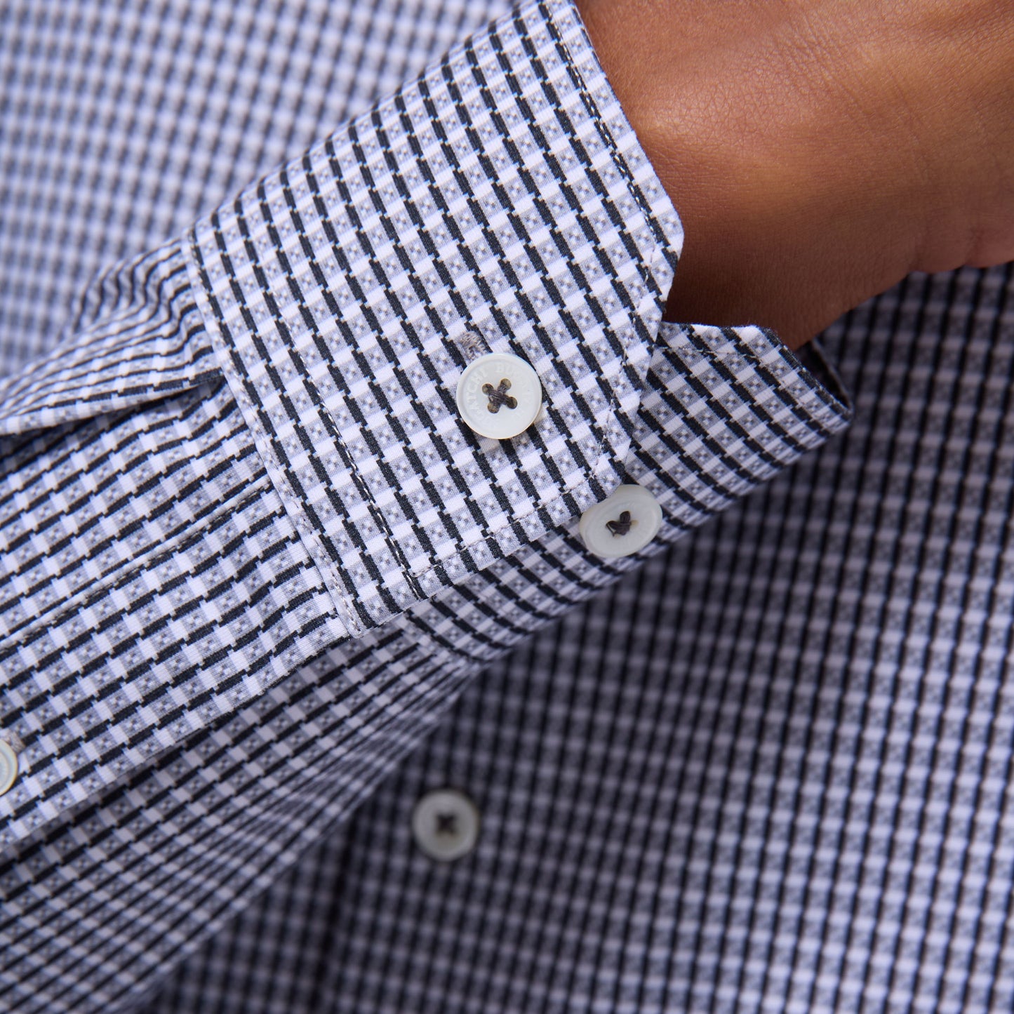 Bugatchi James Mini Check OoohCotton® Shirt Black