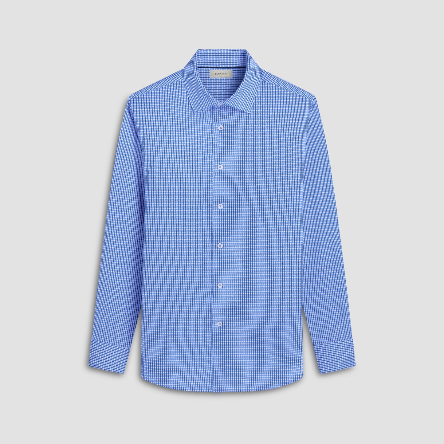 Bugatchi James Mini Check OoohCotton® Shirt Classic Blue