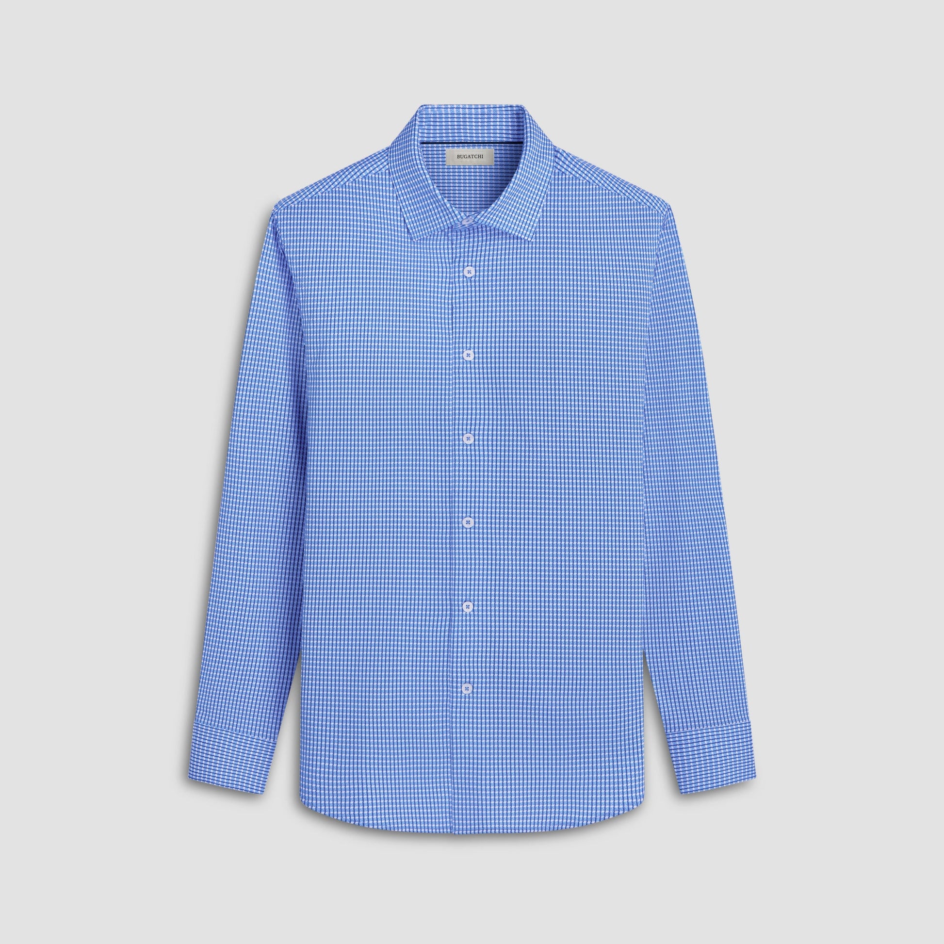 Bugatchi James Mini Check OoohCotton® Shirt Classic Blue
