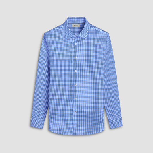 Bugatchi James Mini Check OoohCotton® Shirt Classic Blue