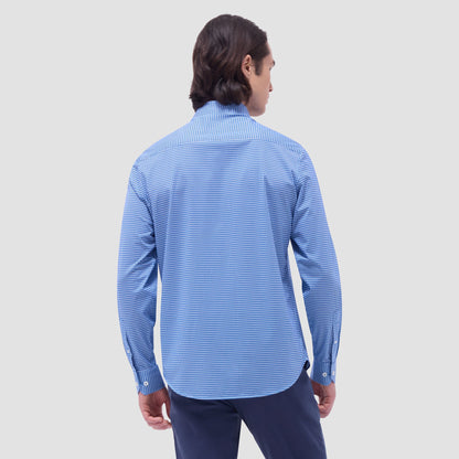 Bugatchi James Mini Check OoohCotton® Shirt Classic Blue