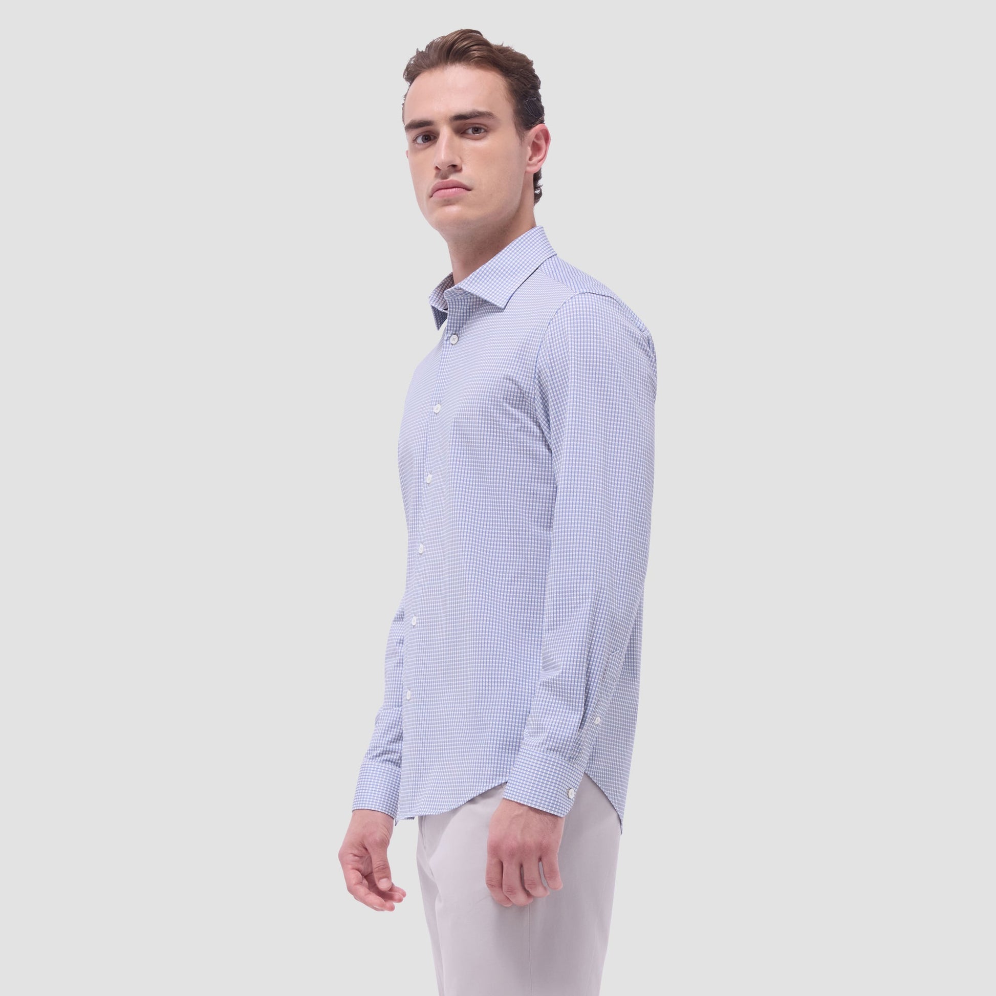 Bugatchi James Mini Check OoohCotton® Shirt Sand