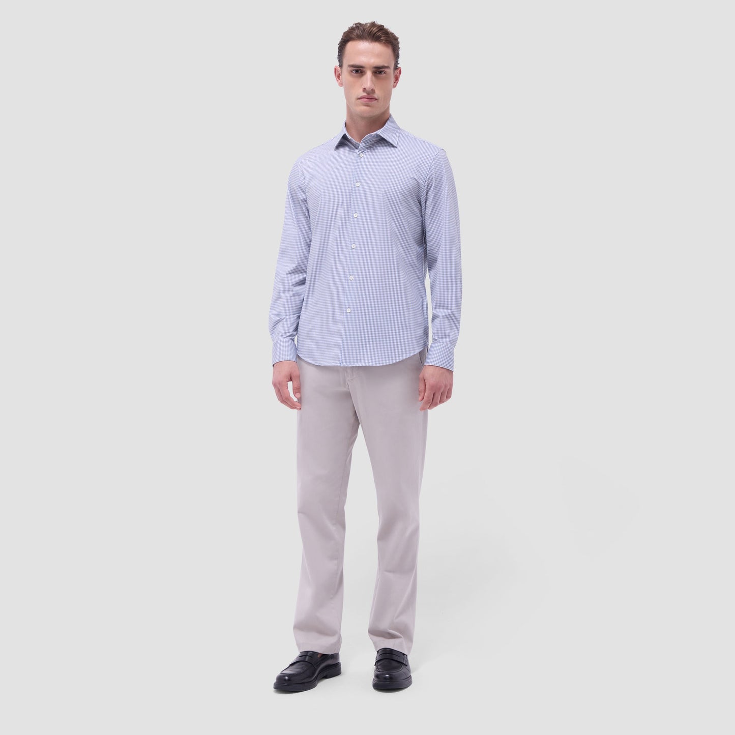 Bugatchi James Mini Check OoohCotton® Shirt Sand
