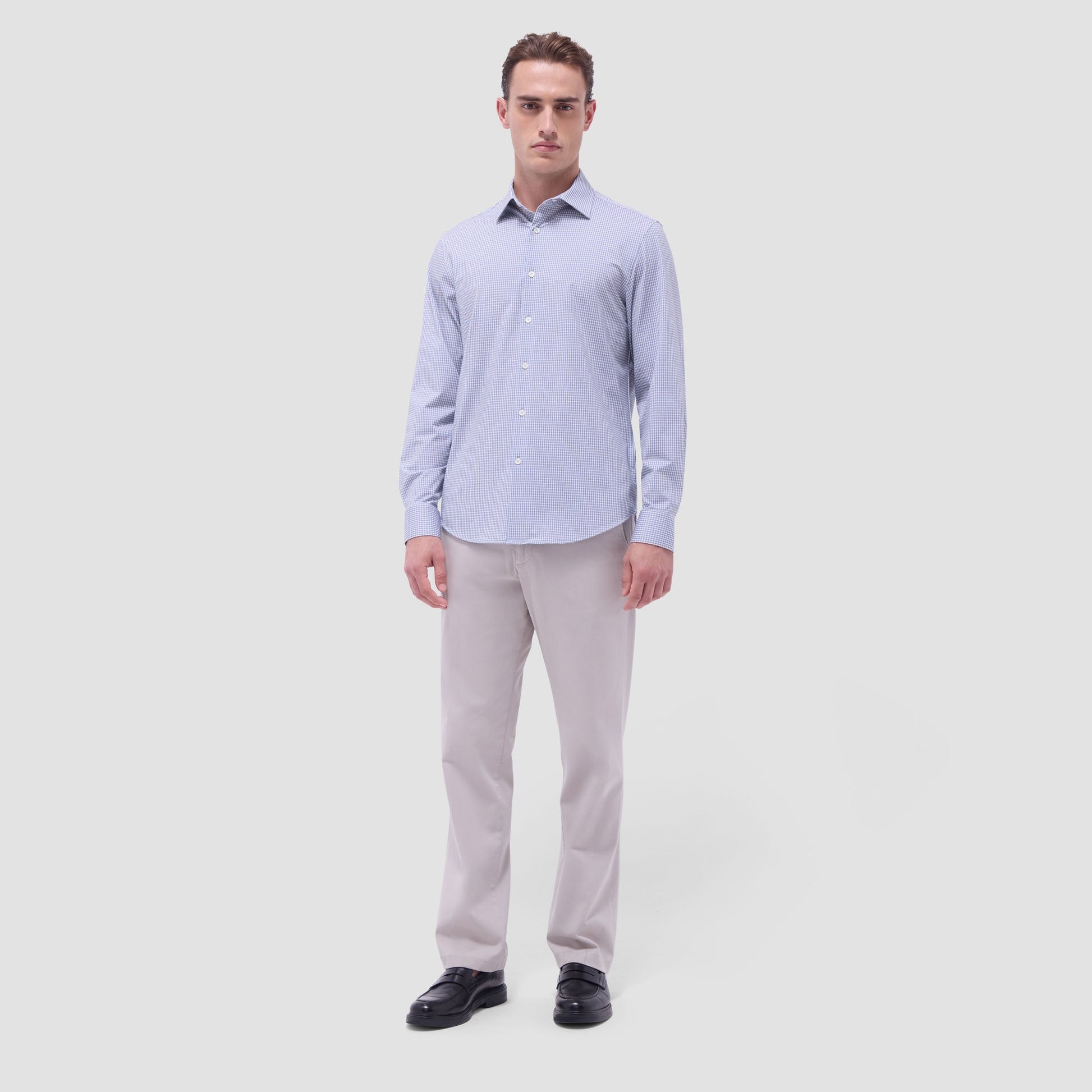 Bugatchi James Mini Check OoohCotton® Shirt Sand