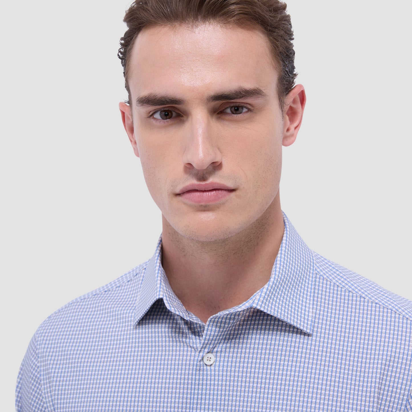 Bugatchi James Mini Check OoohCotton® Shirt Sand