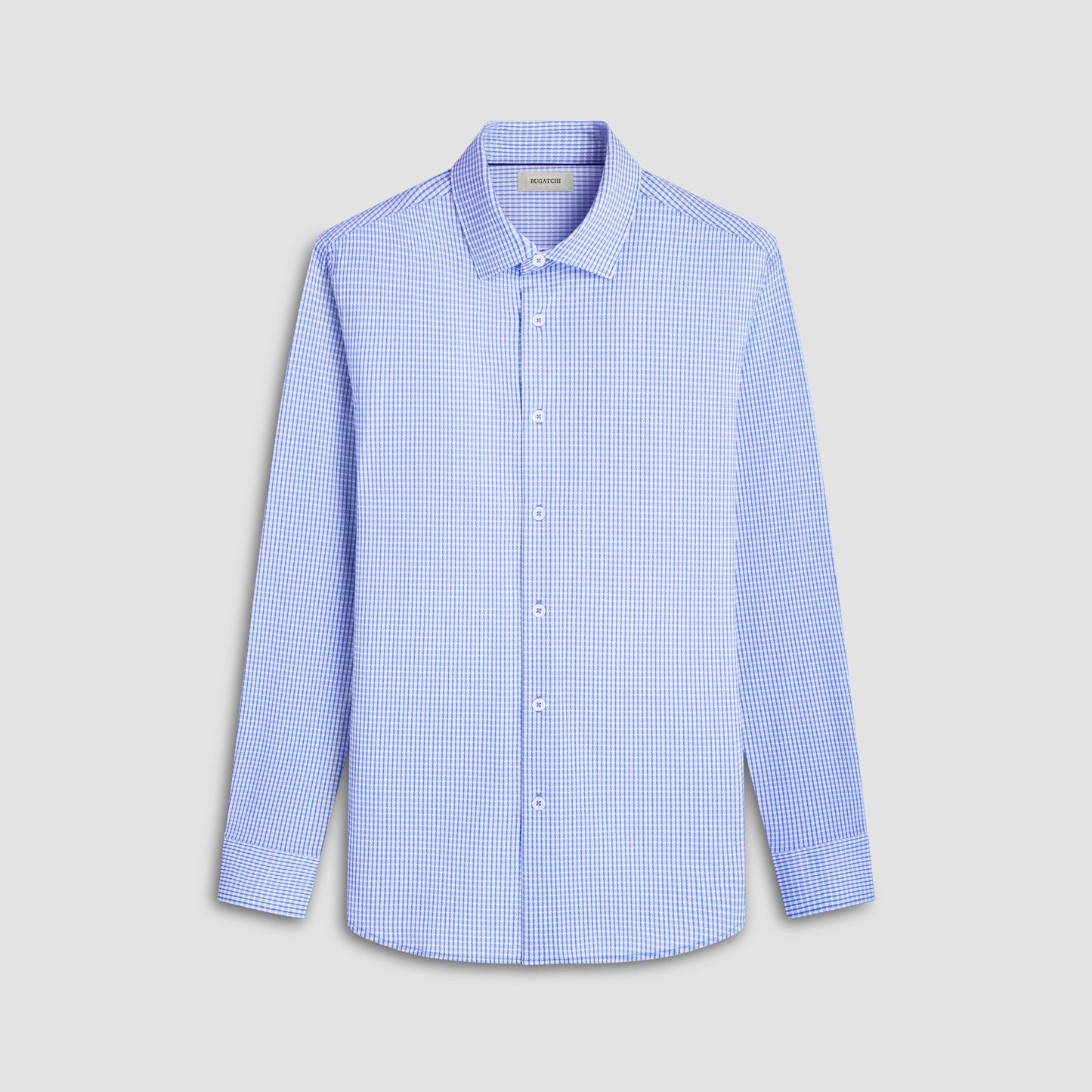 Bugatchi James Mini Check OoohCotton® Shirt Sky