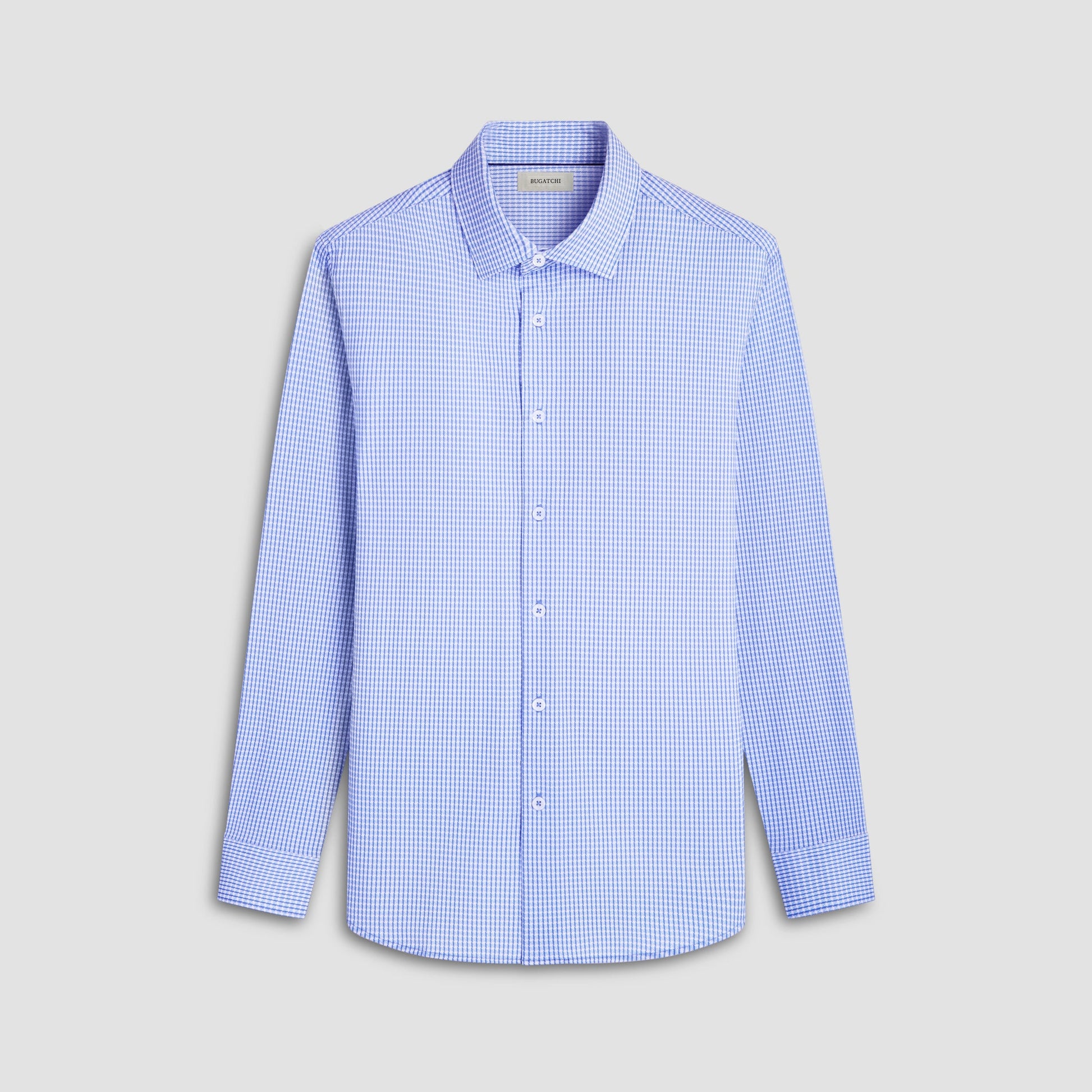 Bugatchi James Mini Check OoohCotton® Shirt Sky