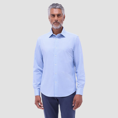 Bugatchi James Mini Check OoohCotton® Shirt Sky