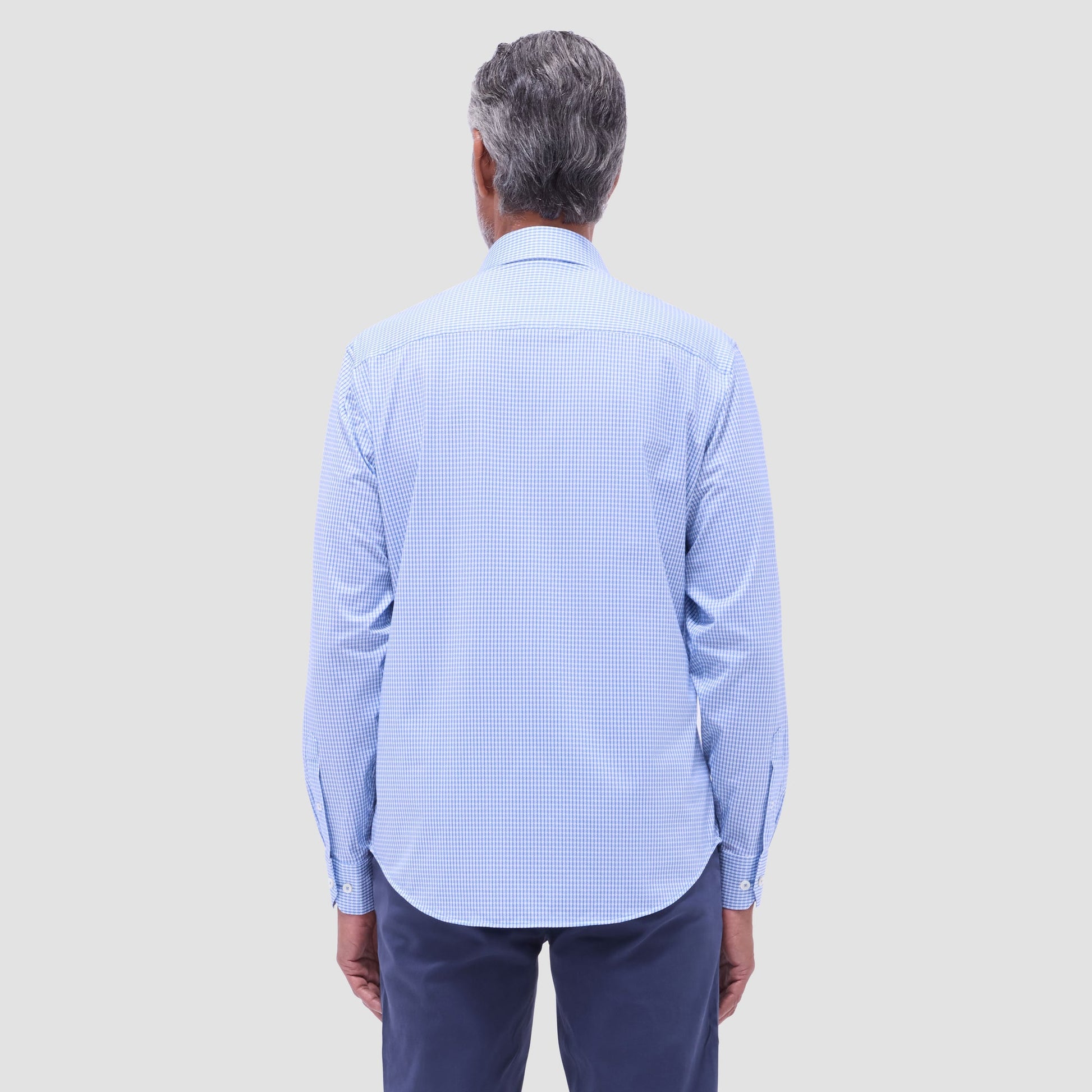 Bugatchi James Mini Check OoohCotton® Shirt Sky