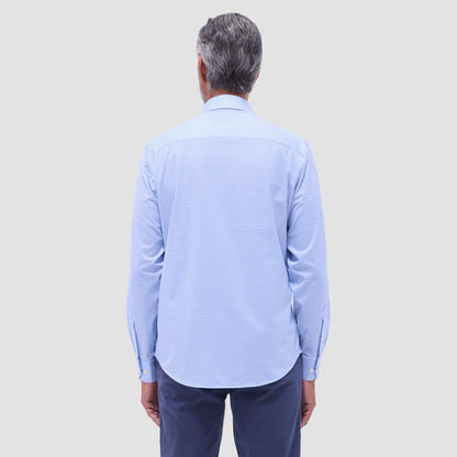 Bugatchi James Mini Check OoohCotton® Shirt Sky