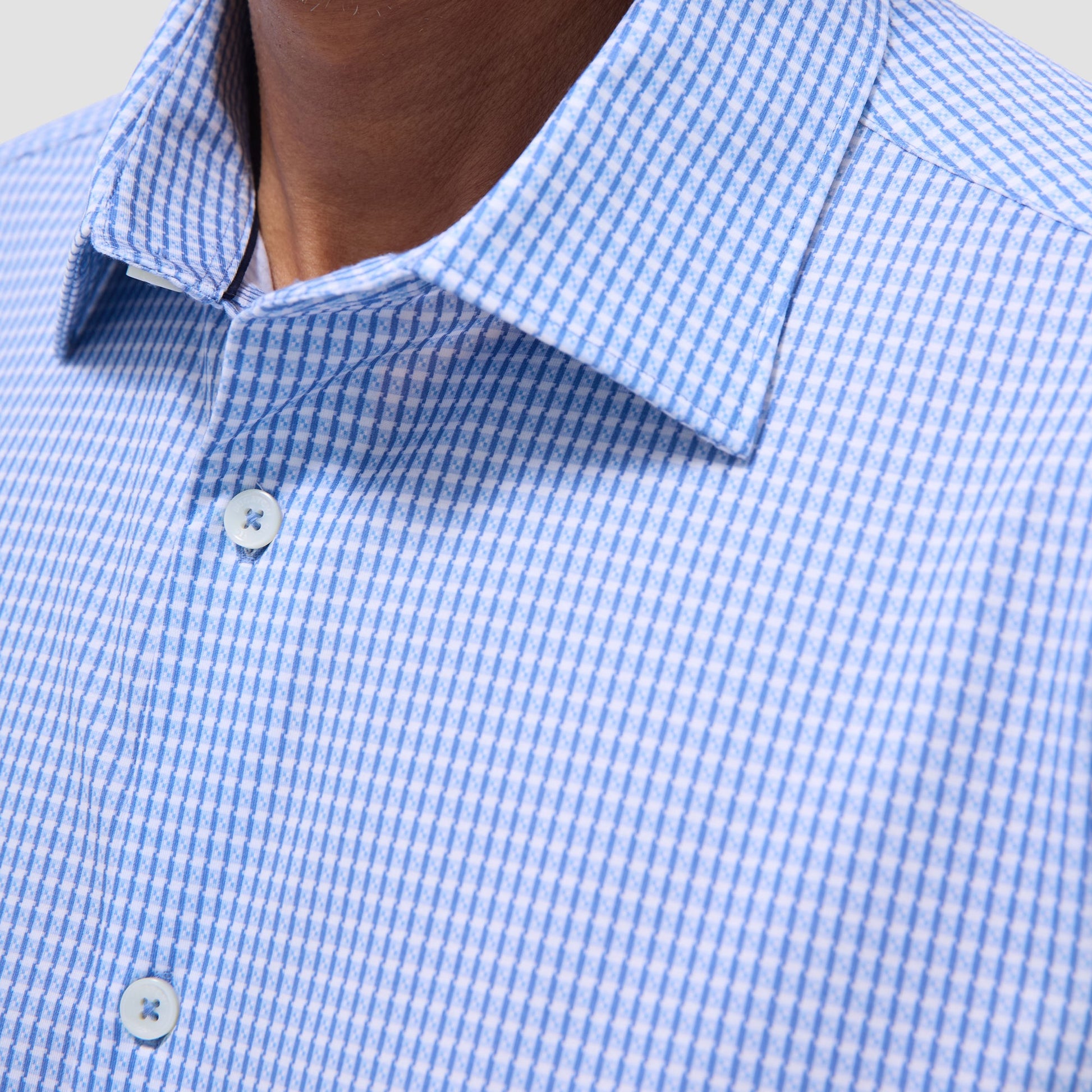 Bugatchi James Mini Check OoohCotton® Shirt Sky