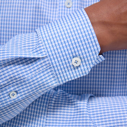 Bugatchi James Mini Check OoohCotton® Shirt Sky