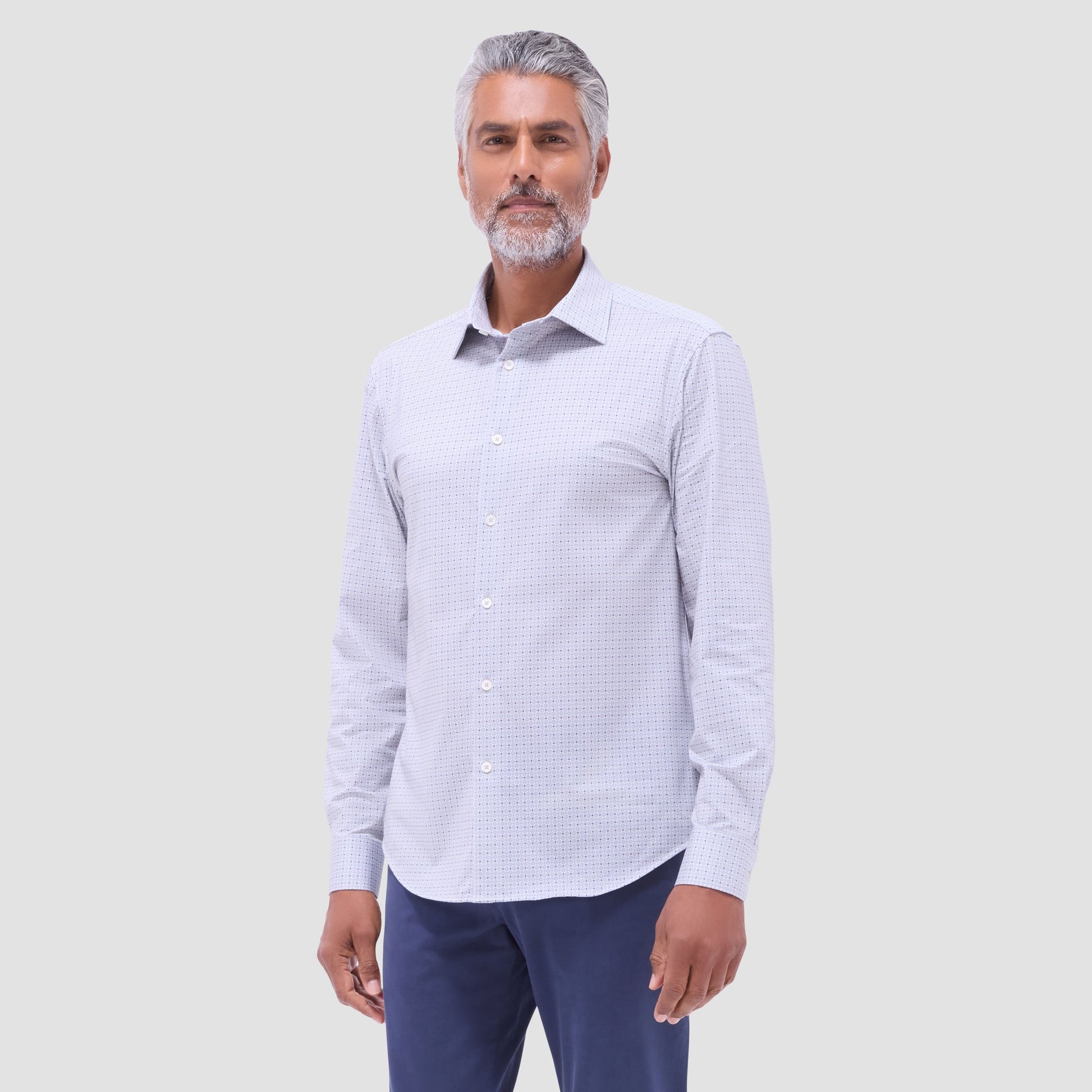 Bugatchi James Diamond Check OoohCotton® Shirt Almond