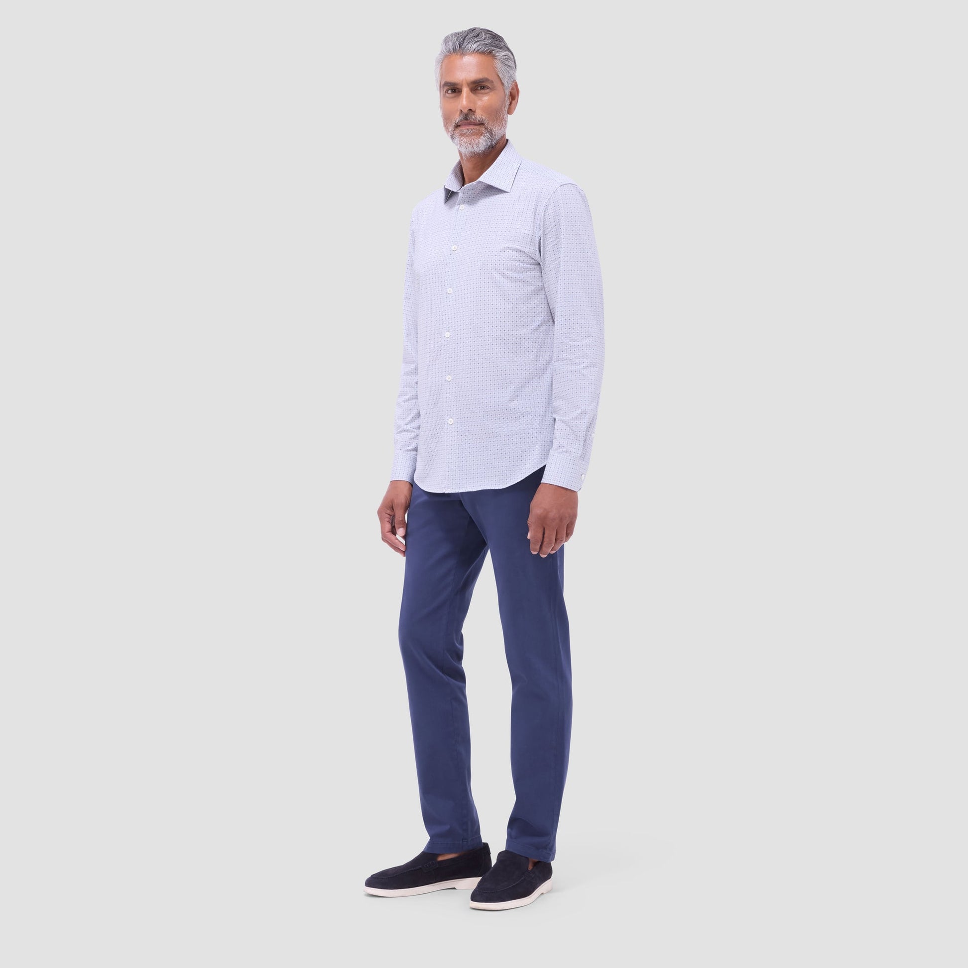 Bugatchi James Diamond Check OoohCotton® Shirt Almond